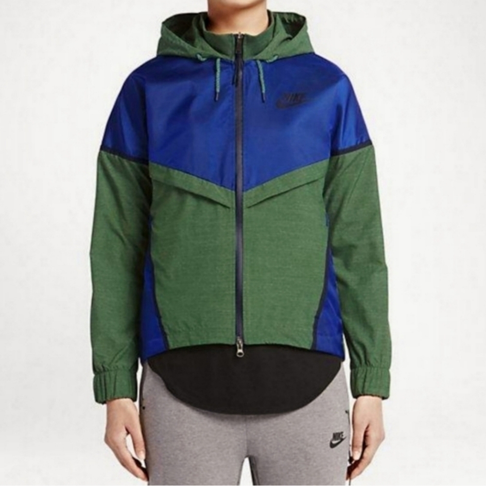 Nike Bonded Windrunner Blue Color Block Logo Zip Up Hooded Windbreaker Jacket